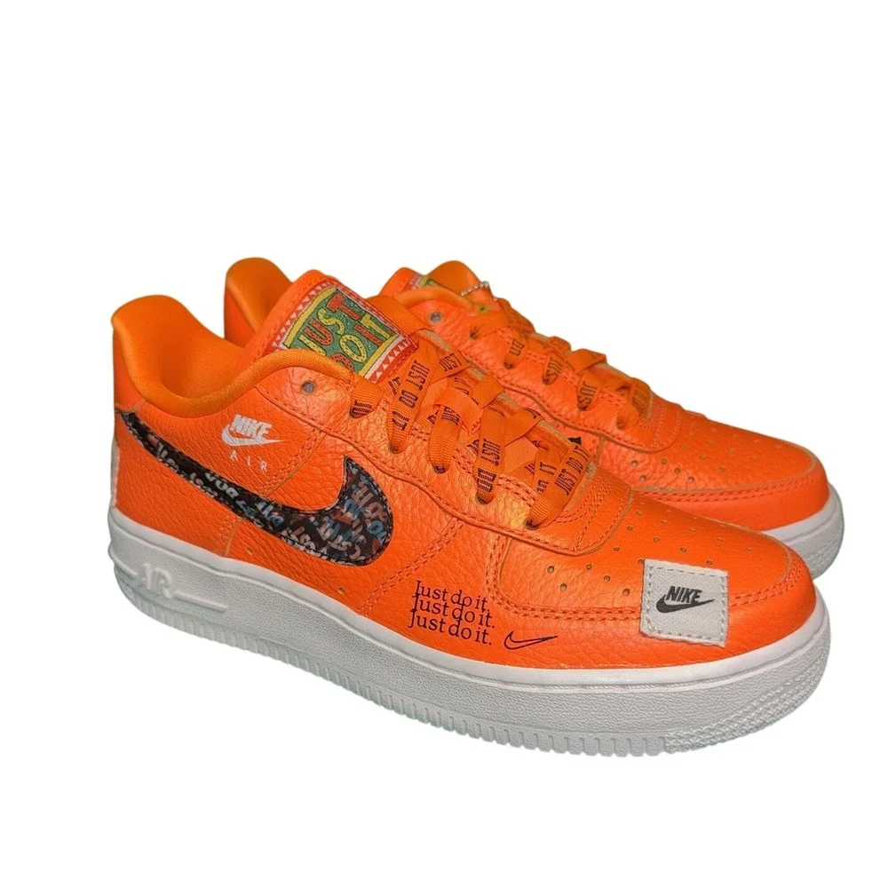 Nike Air Force 1 Low Just Do‎ It Orange Kids Shoes AO3977-800 Size 4Y